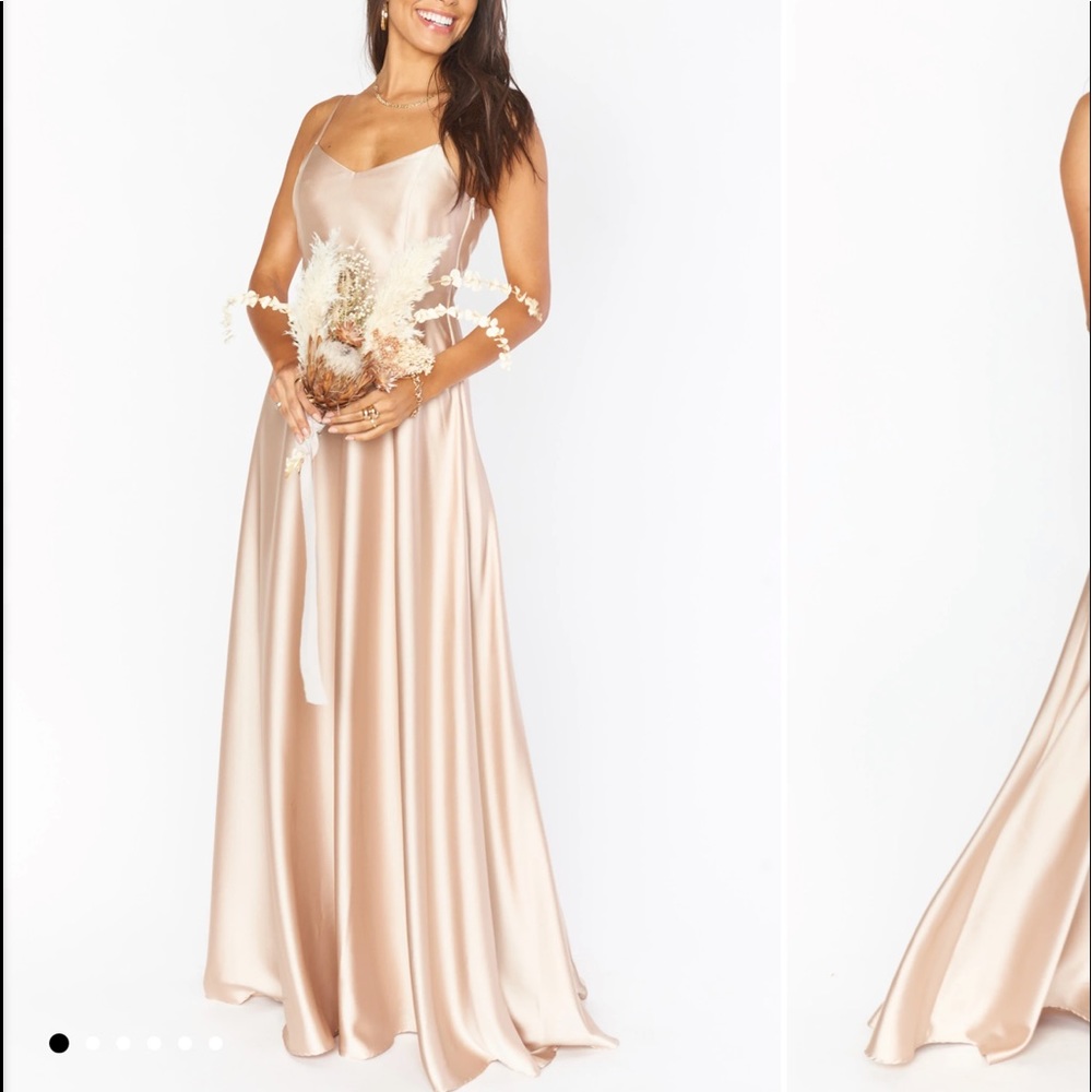 NWT SMYM  faith bridesmaid dress-champagne luxe satin